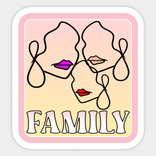 LINE ART FACE FAMILY Sticker